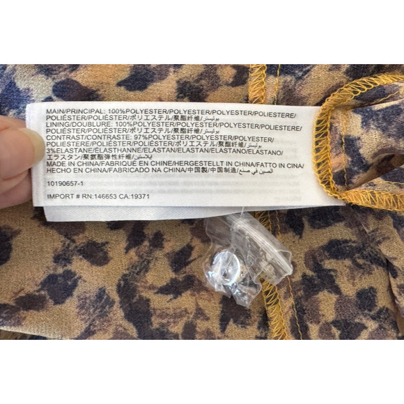 C/MEO Collective Leapark Dress Chiffon Long Sleeve Animal Print Flowy Feminine - Picture 13 of 15